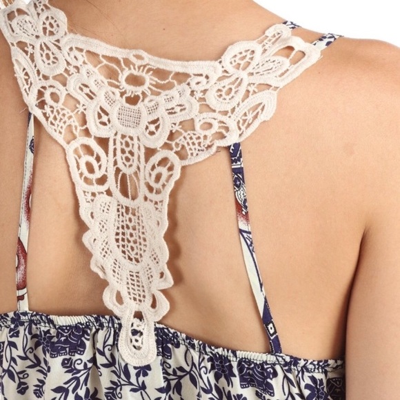 Boho Crochet Racerback Floral Dress - Picture 2 of 8